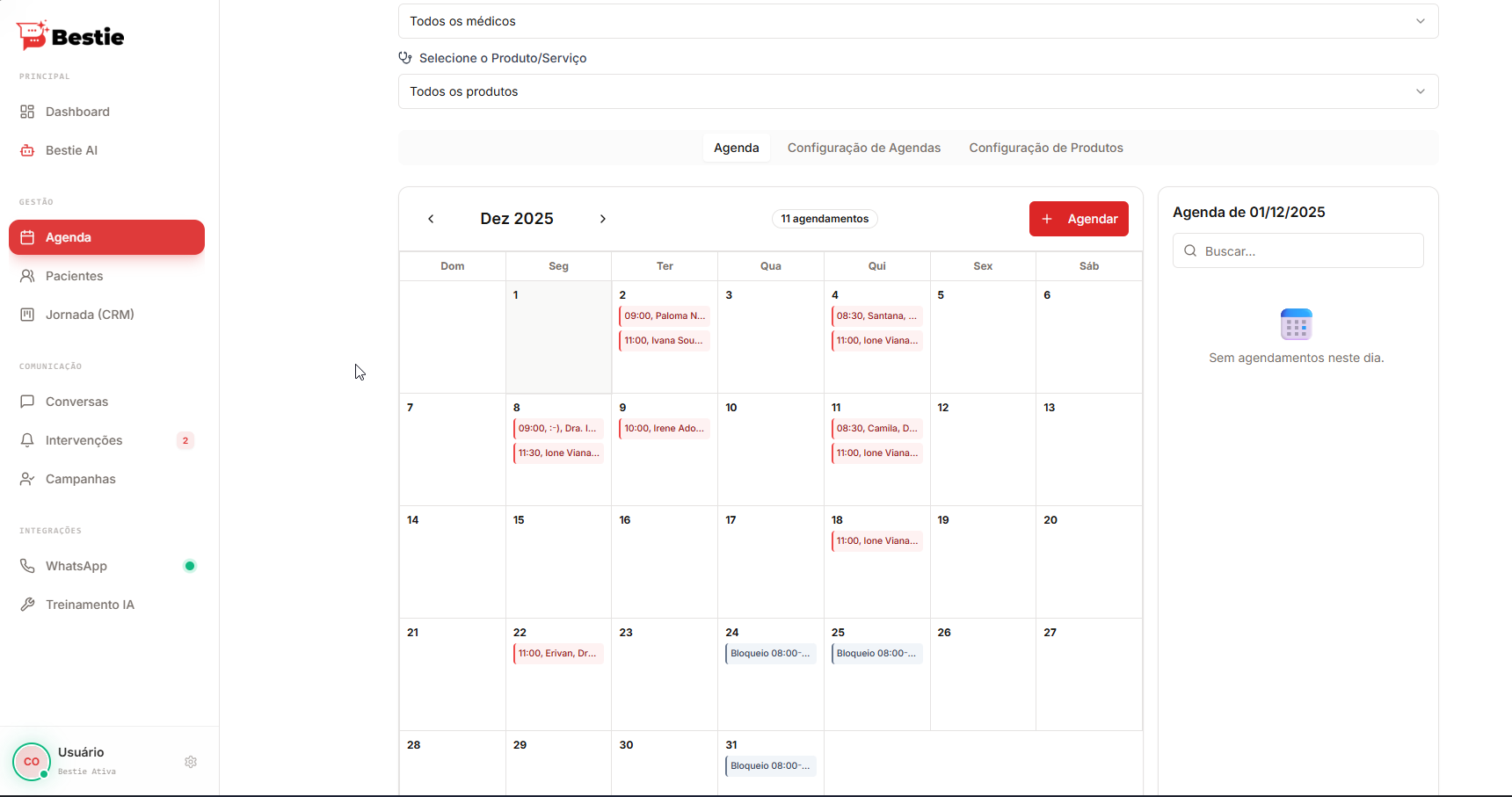 Agenda integrada e sincronizada